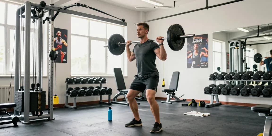 Utionon Steroids Shop Demonstration eines Fitnessstudios mit einem Athleten, der Gewichte hebt