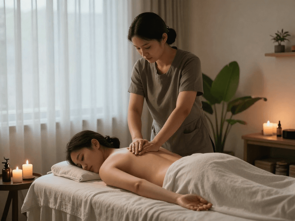 Experience the tranquility of 구리출장안마 with a soothing massage therapy scene.