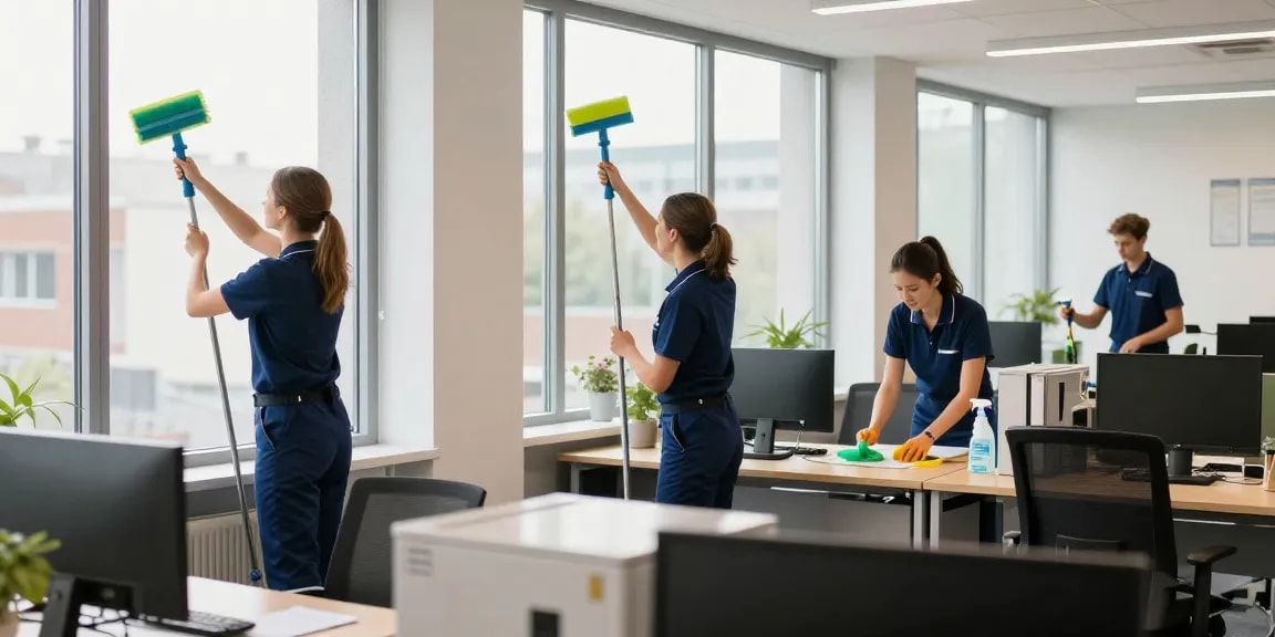Büroreinigung Göttingen durch professionelles Reinigungsteam in modernem Büro.