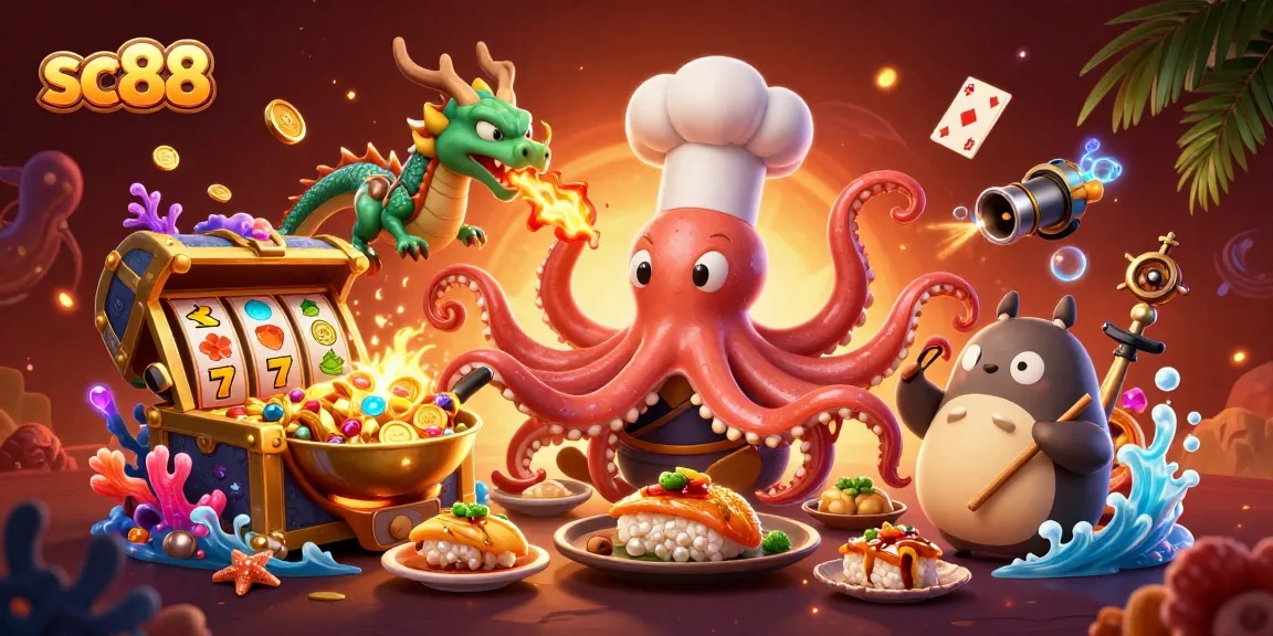 Experience the excitement of sc88 with animated characters in a vibrant casino underwater theme.