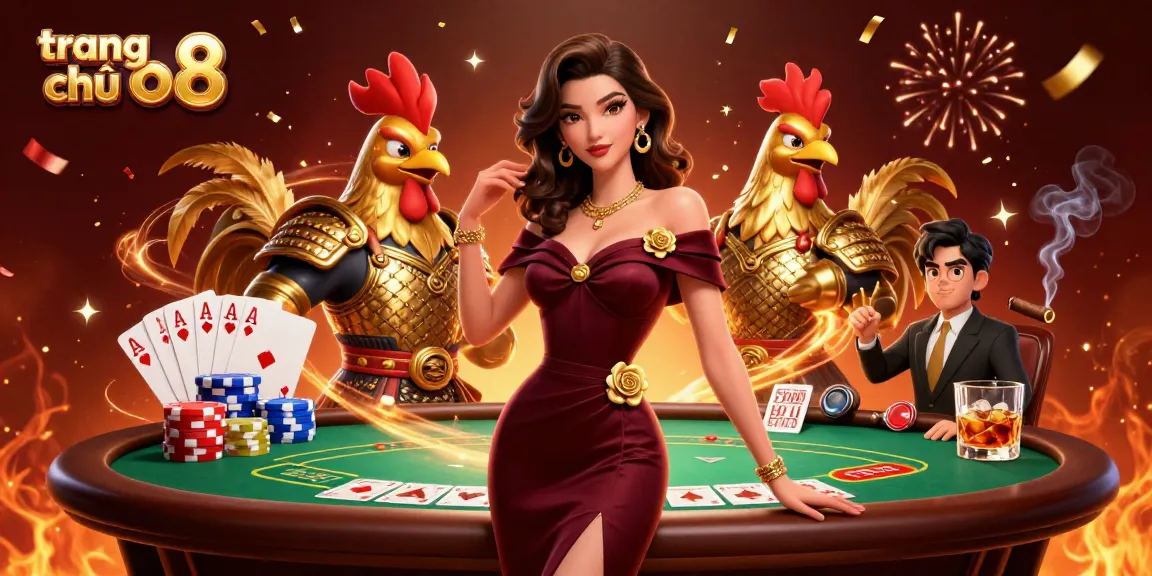 Win big at trang chủ o8 with a dazzling casino illustration featuring glamorous characters.