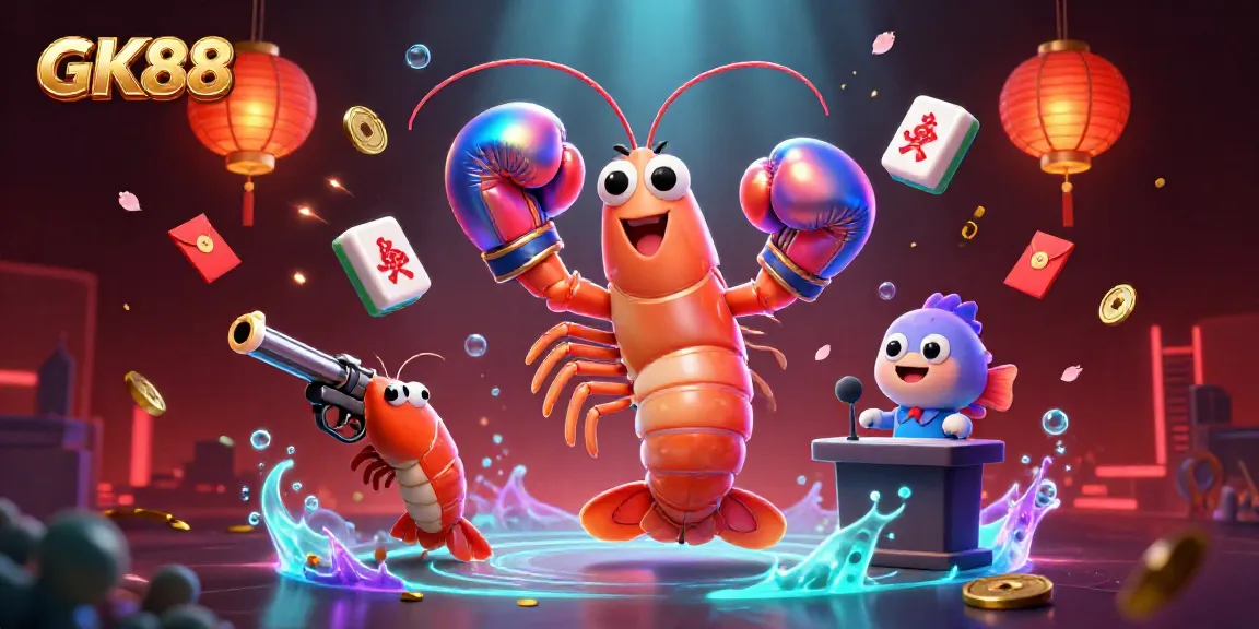 Experience exciting gaming action at GK88 with vibrant elements and lively underwater characters.
