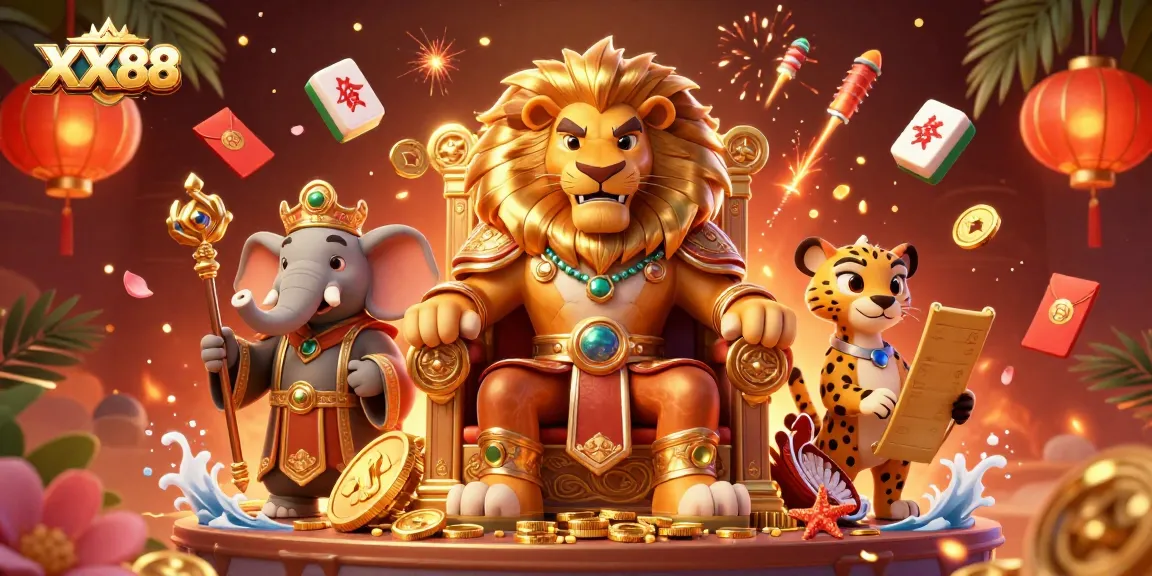 Experience thrilling moments at XX88 with a grand lion king and entertaining game elements in 3D!