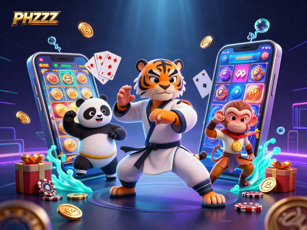 Experience thrilling winning opportunities with PHZZZ in this vibrant casino-themed 3D illustration.