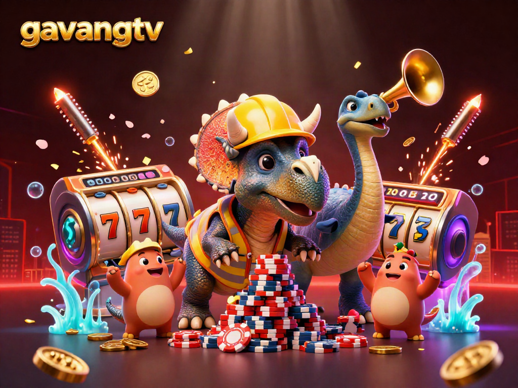 Join the action with gavangtv in this vibrant casino-themed celebration, featuring dynamic gameplay elements and festive characters.