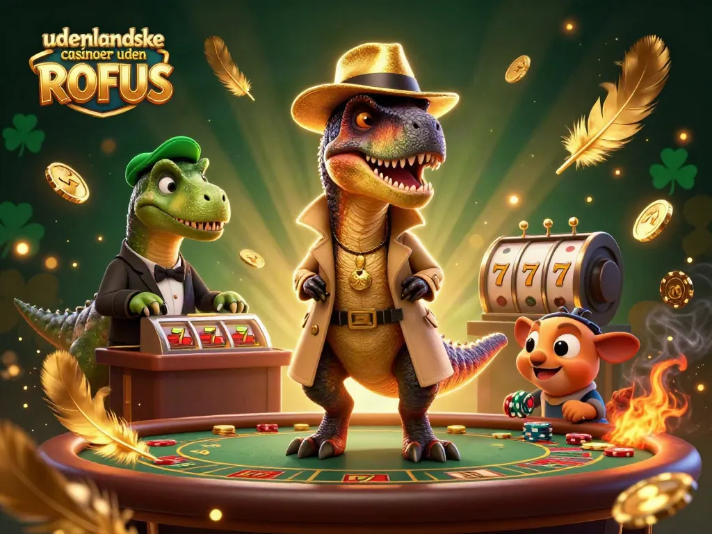 Experience the excitement of udenlandske casinoer uden ROFUS with a velociraptor at a blackjack table