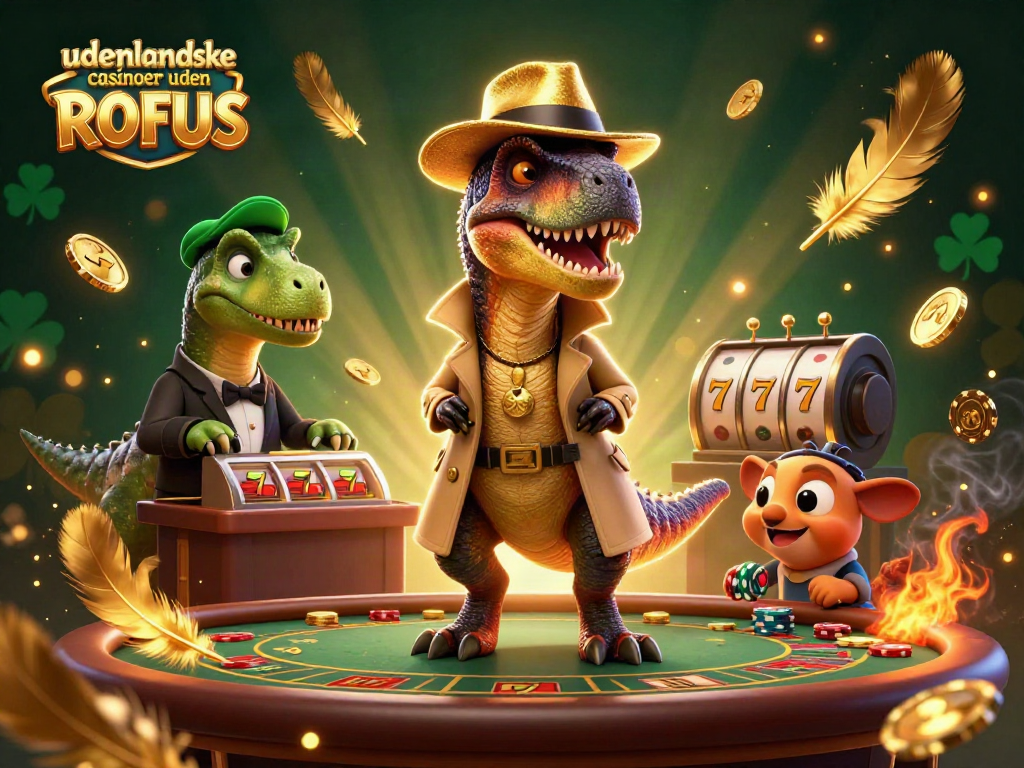 Experience the excitement of udenlandske casinoer uden ROFUS with a velociraptor at a blackjack table