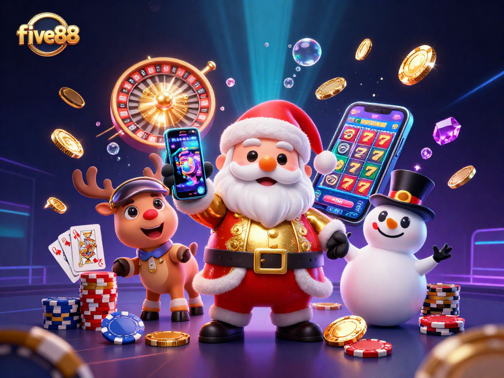 Win big at five88 with vibrant casino characters, showcasing jackpot excitement and festive fun!