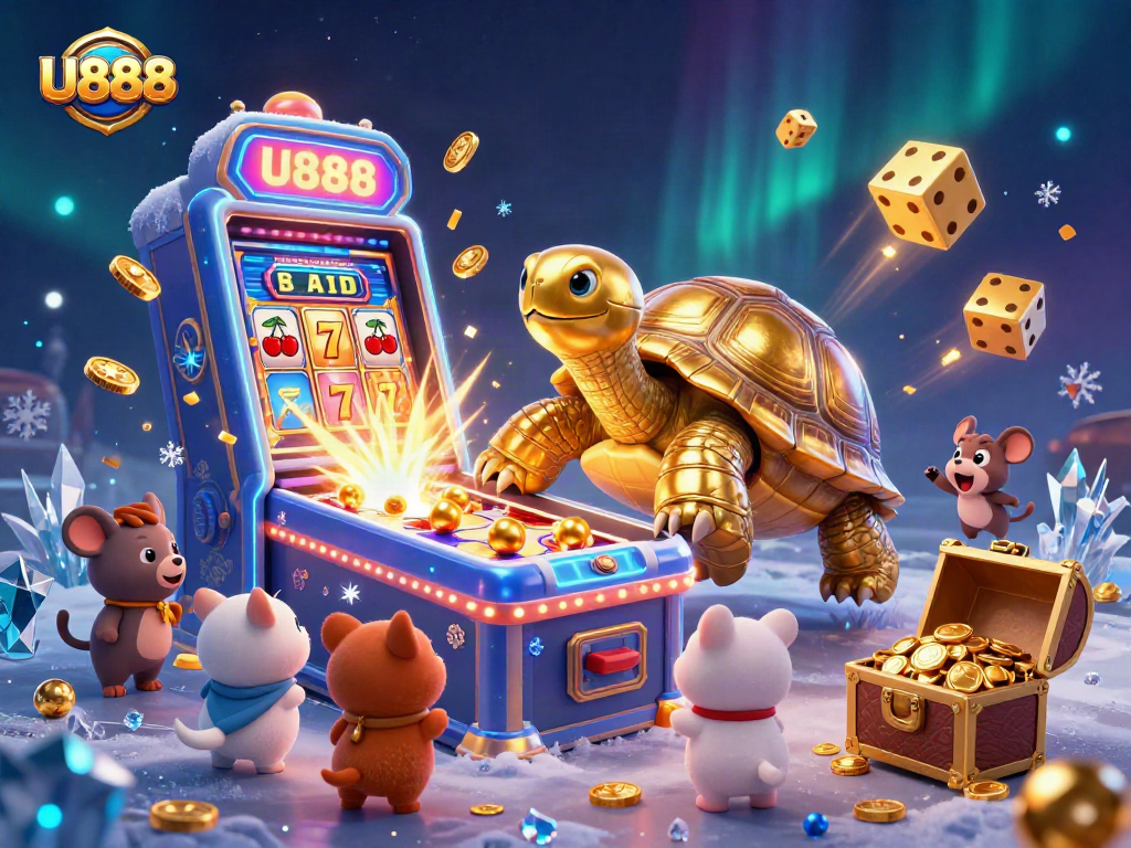 Join the fun at U888 with a golden tortoise pinball machine and jackpot slots bursting with excitement.