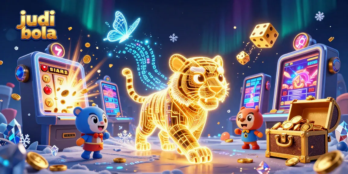 Engage in judi bola with vibrant digital casino scene featuring a golden tiger and jackpot elements.