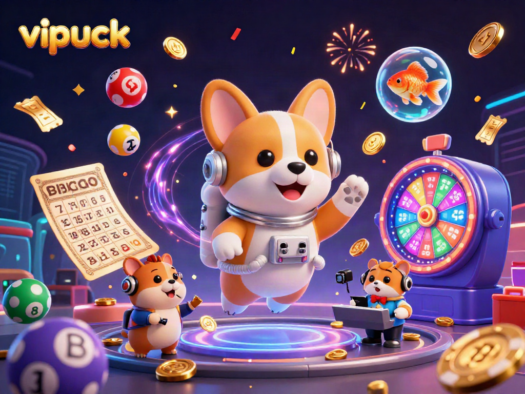 Experience the excitement of vipluck with playful characters in a vivid casino atmosphere