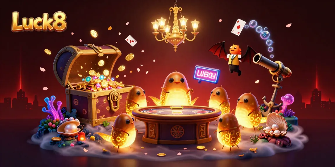 Luck8 illuminates the cave casino with vibrant glowworms and game elements exploding with excitement.