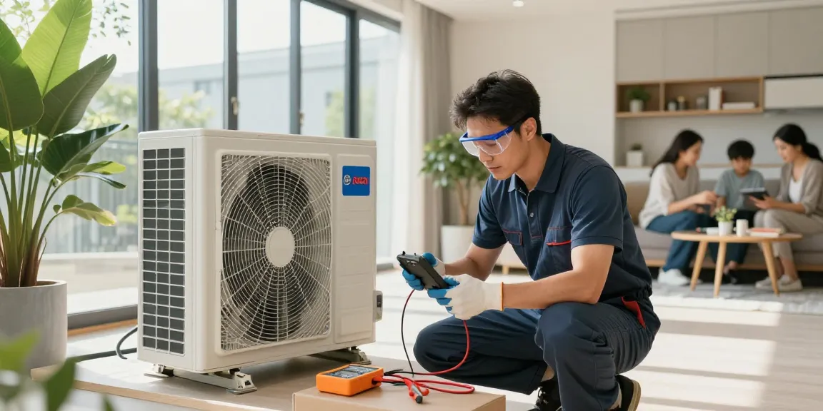 Technician servicing a wärmepumpe bosch in a modern home, showcasing energy efficiency.