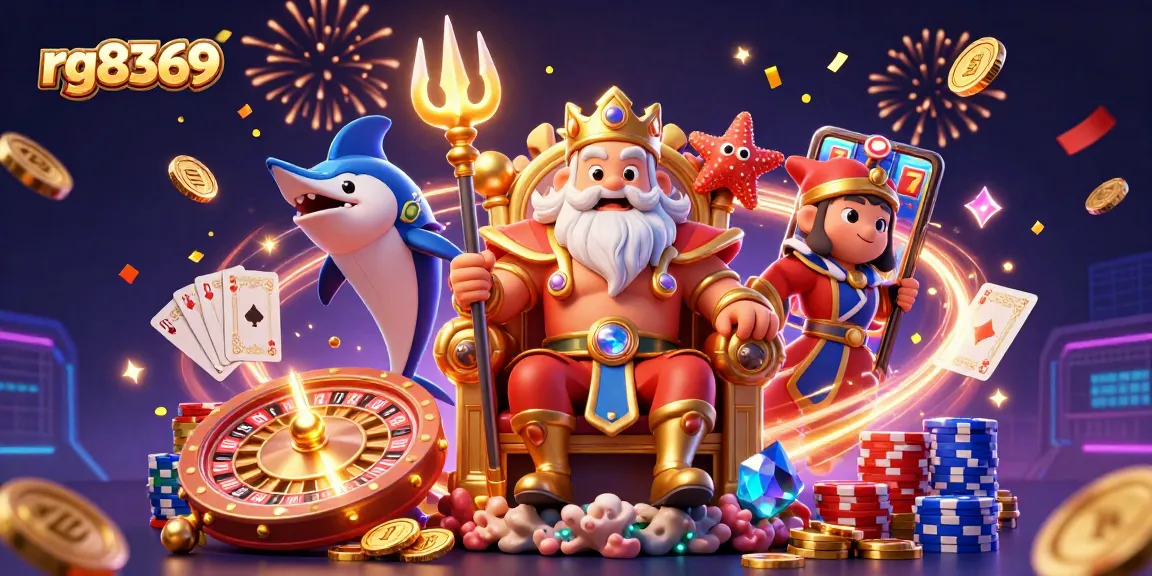 Experience rg8369's vibrant casino world with Neptune, a samurai, and treasures!