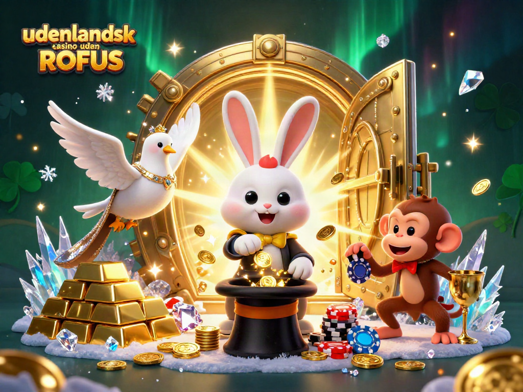 Experience the excitement of udenlandsk casino uden ROFUS with a magician, colorful coins, and lively characters.