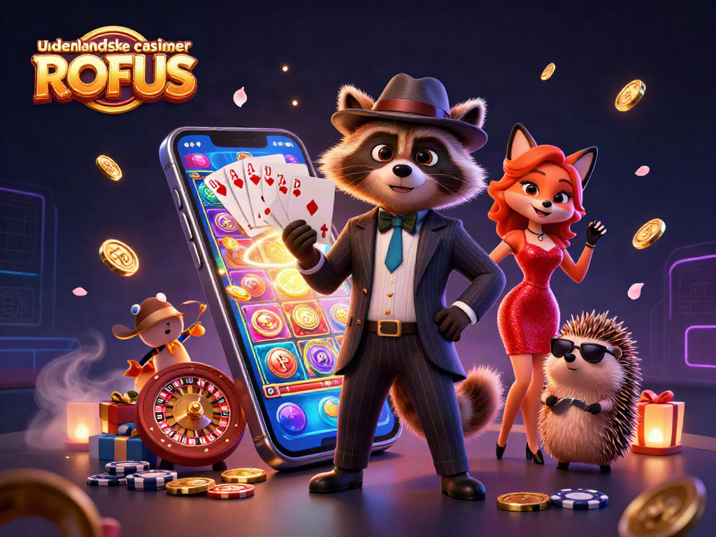 Experience excitement at udenlandske casinoer uden ROFUS with a raccoon holding a royal flush.