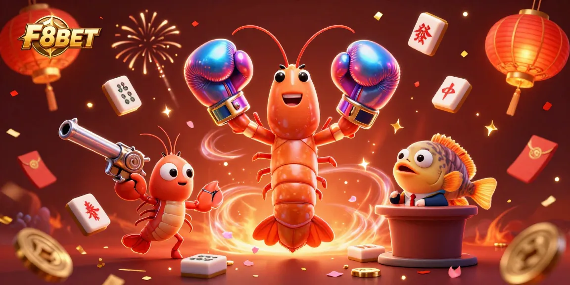 Experience exciting action with F8BET in this vibrant 3D casino extravaganza illustration.