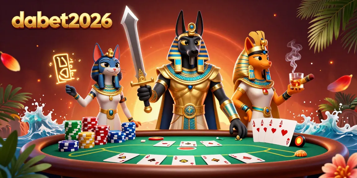 Engage with dabet2026 through an immersive card game scene featuring rich casino elements and iconic characters.