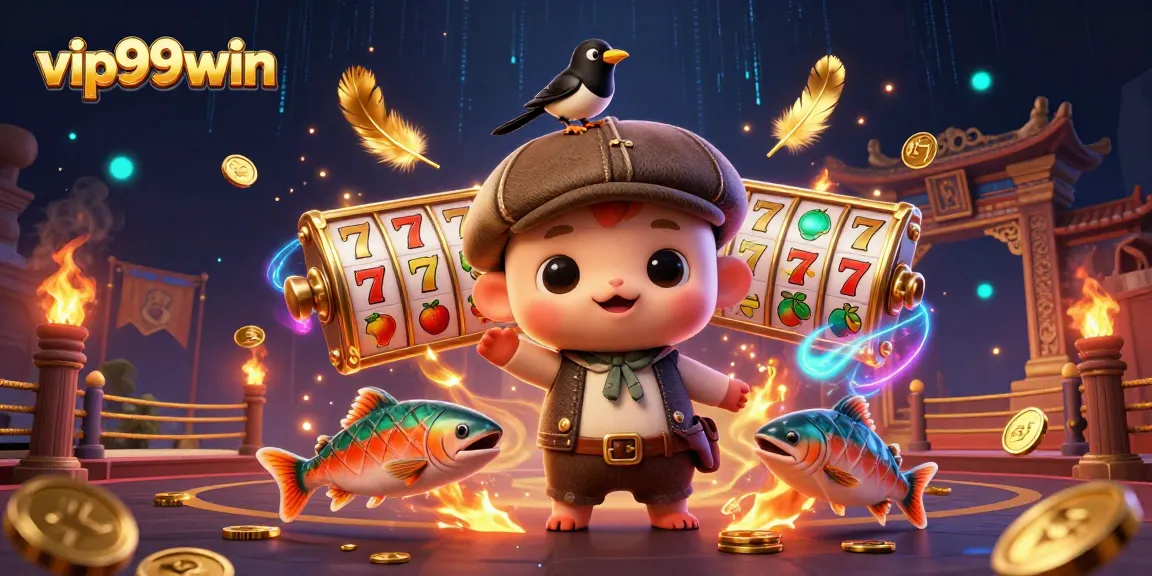 Engage in vibrant gameplay with vip99win, featuring a playful Loch Ness monster and dynamic casino themes.