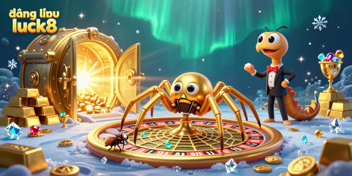 Place bets at đăng nhập luck8 with a cartoon fly nervously betting near a roulette wheel web