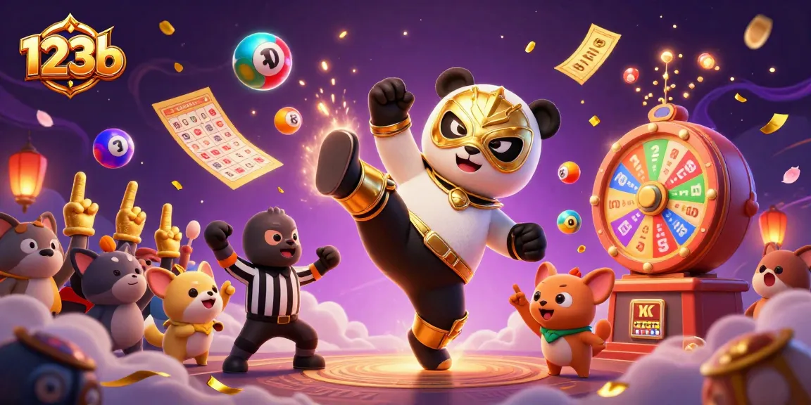 Watch the thrilling action at 123b as the panda wrestler competes with fun lottery elements!
