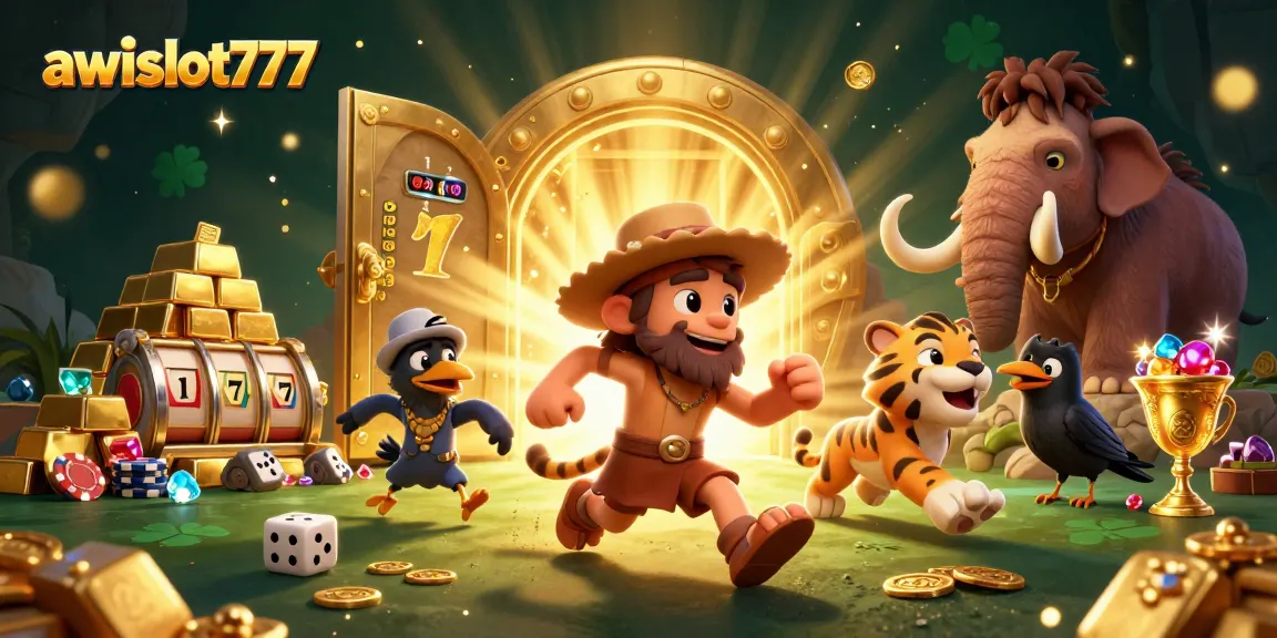 Engage in thrilling online gameplay with awslot777 at a vibrant, prehistoric-themed casino.