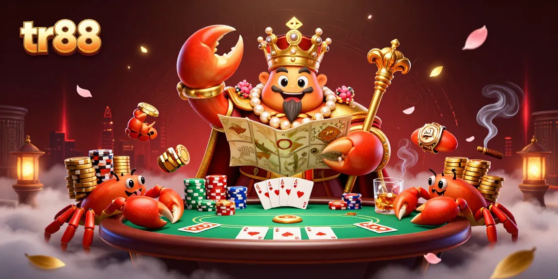 Experience high-stakes poker thrills with tr88's vibrant and dynamic gaming illustration.
