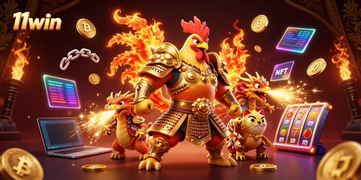 Experience exciting gameplay at 11win with a vibrant illustration featuring iconic gaming characters and elements.