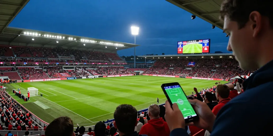 CakhiaTV live betting scene with match odds and sports analysis visible on screens in a vibrant stadium atmosphere.