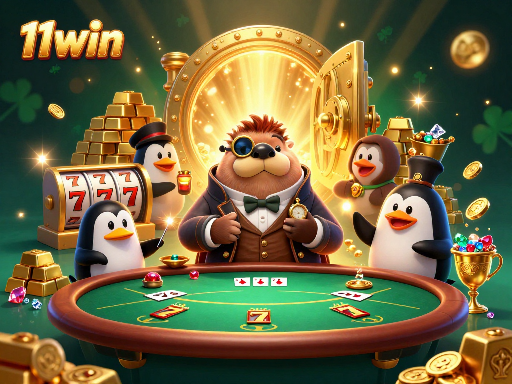 Join the jolly walrus at the poker table in a vibrant 11win casino underwater scene.