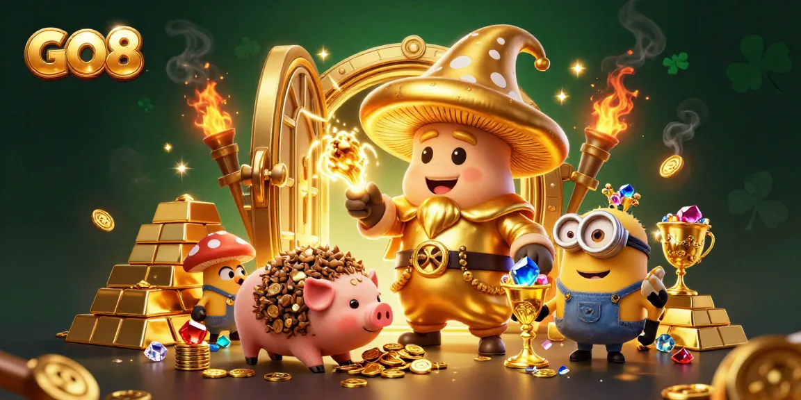 Experience the magical GO8 gaming atmosphere with treasure and golden elements.