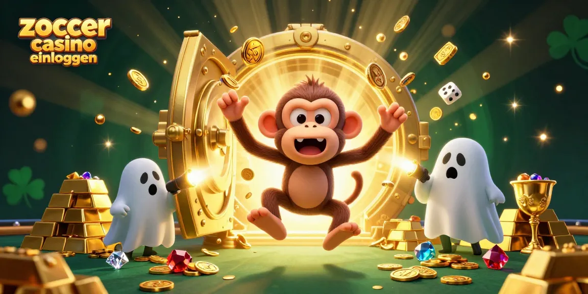Experience the thrill of zoccer casino einloggen with a playful poltergeist monkey and ghost-hunter puppy in a vibrant casino.