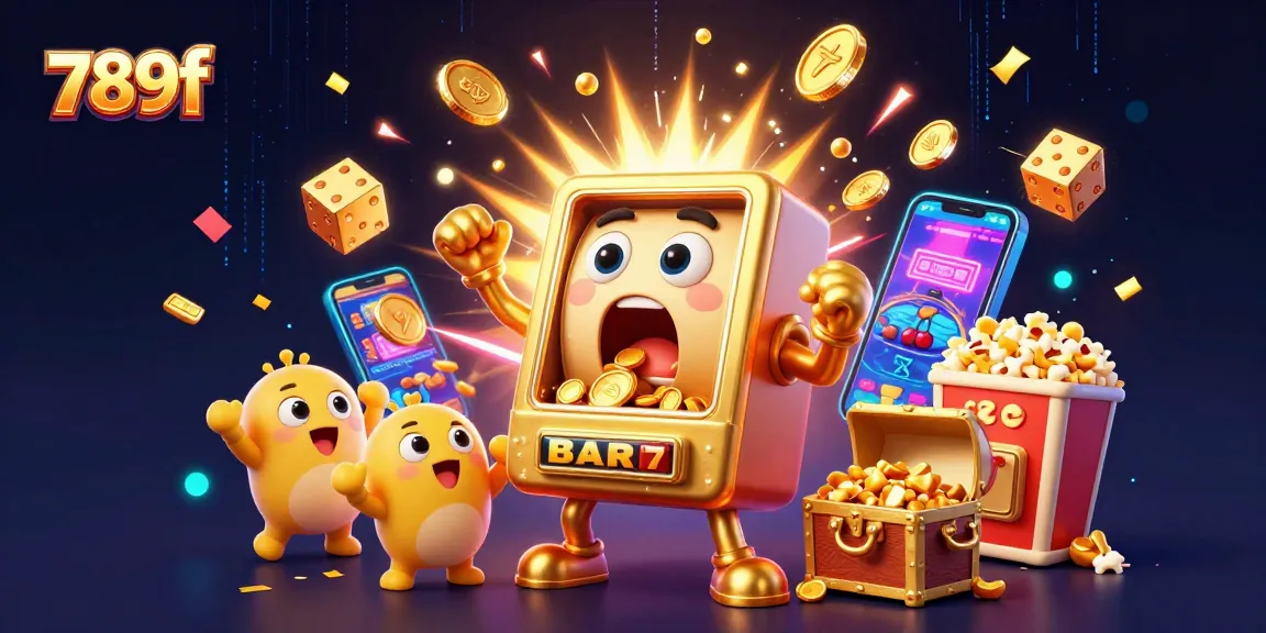 Experience the thrilling jackpot action at 789f with dynamic slot machines and coins pouring out, creating excitement!