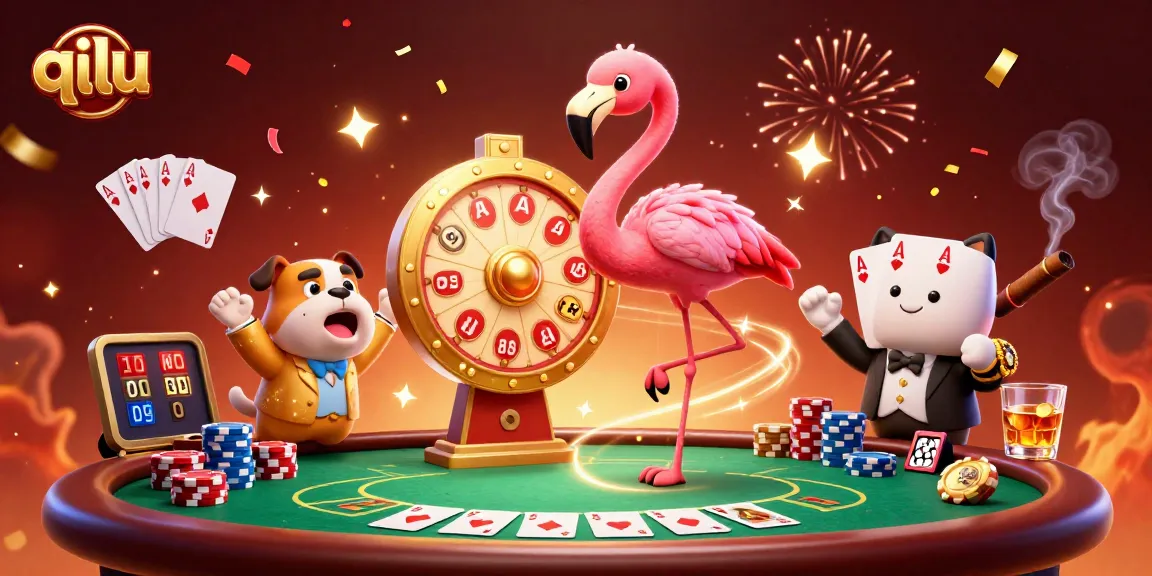 Spin the prize wheel with the qilu flamingo and bulldog contestant at the exciting casino.