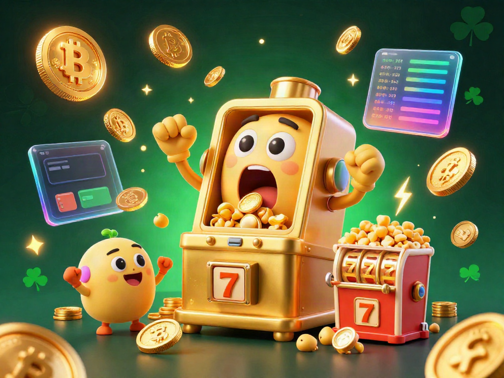 O8 slot machine hits a jackpot, surrounded by cheering baby slots and gold coins in a vibrant casino scene.