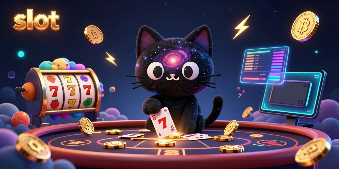 Engage in thrilling slot gameplay with cosmic characters and vibrant slot elements in a stunning casino scene.