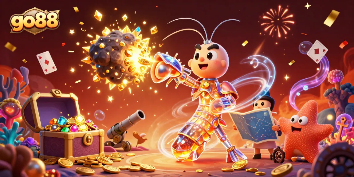Engage with go88's exciting gameplay featuring vibrant cartoon characters and dazzling treasures.