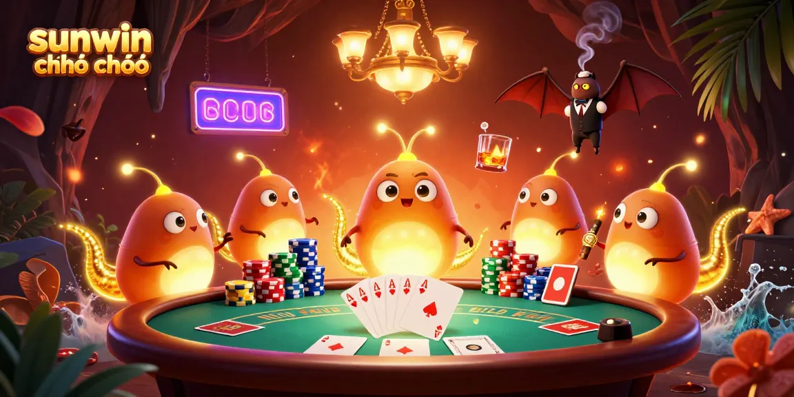 Join the fun at sunwin chính chủ with vibrant glowworms lighting a casino scene!