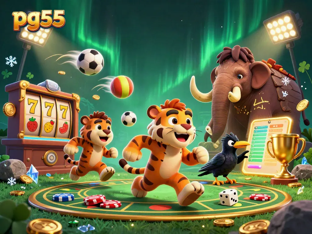 Engage in exciting games with pg55, featuring prehistoric casino elements and vibrant action.